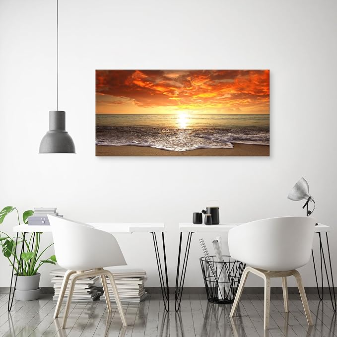 Baisuart-S0198 Canvas Prints Wall Art Sunset Ocean Beach Pictures Photo - Image 7