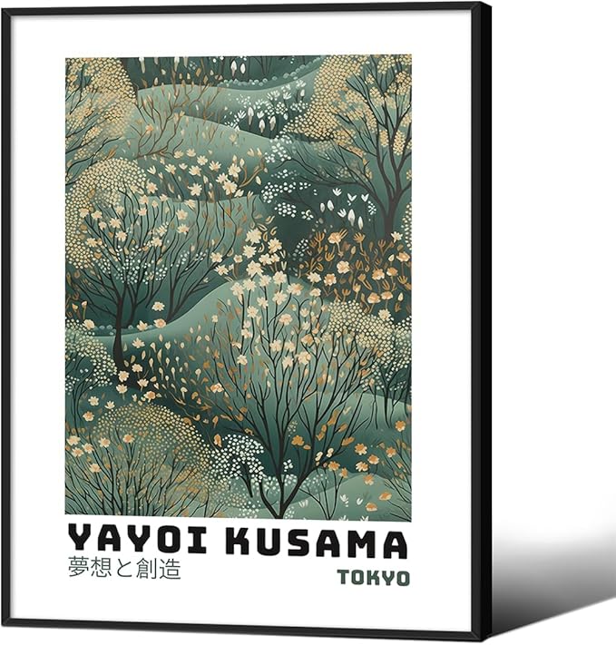Yayoi Kusama Inspired Poster Japanese Botanical Wall Art Abstract Yayoi Kusama by Unknown