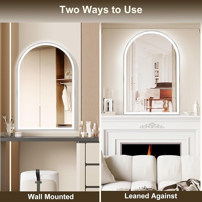 Arched LED Mirror for Bathtoom 24"x36", Shatterproof, Touch Sensor, 3 Color - Image 7