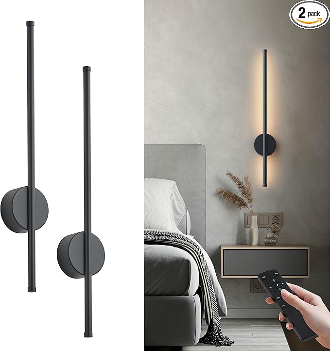 Battery Operated Modern Wall Sconces, Dimmable Wireless Wall Light Set of Two by KARTOOSH