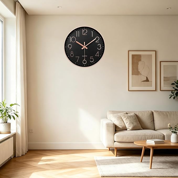 jomparis Rose Gold Wall Clock for Grils Womens Silent Non-Ticking Clock - Image 4