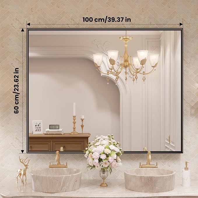 LOAAO Black Bathroom Mirror 40"X24" - Image 8