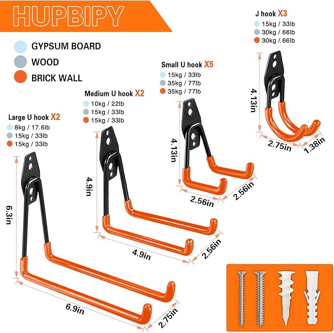 HUPBIPY 12 Pack Garage Hooks Heavy Duty Utility Steel - Image 2