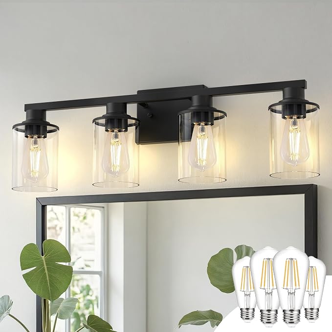 DORESshop Bathroom Light Fixtures, 4-Light Black Bathroom Lighting Fixtures by DORESshop