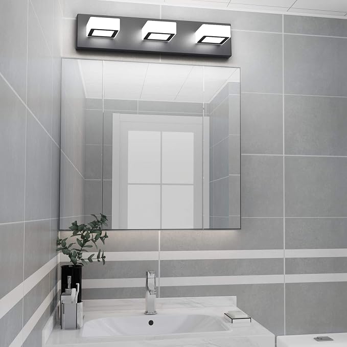 Ralbay LED Modern Black Bathroom Vanity Lights 3 Lights Acrylic Modern Black - Image 5