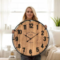 EMAX HOME Large Old Town Farmhouse Wall Clock 30 Inches Rustic Antique Wood by EMAXHOME