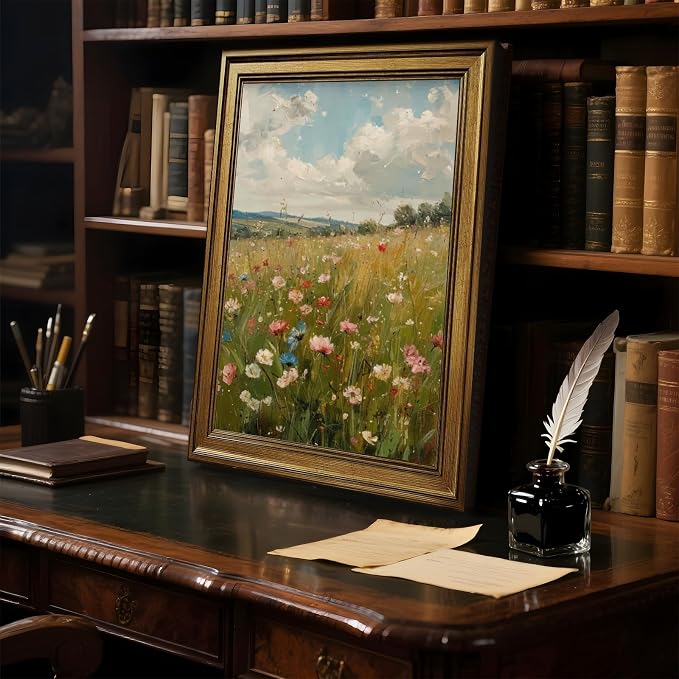 Yermidi Vintage Gold Frame Wildflower Meadow Wall Art Romantic Countryside - Image 6