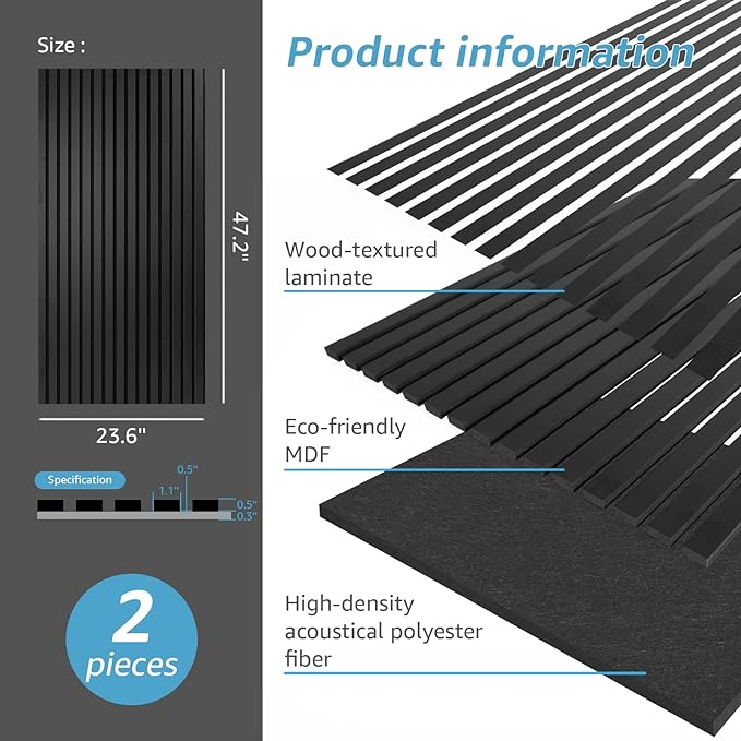 Art3d 2 Wood Slat Acoustic Panels - Image 4