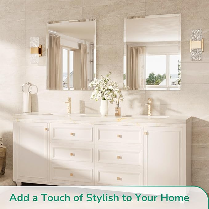 TokeShimi 60x36 Frameless Beveled Bathroom Mirror Rectangle, Tempered Rectangle - Image 8