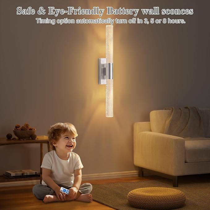 camuucci Battery Operated Wall Sconces Set of 2 Rechargeable Battery Powered - Image 7