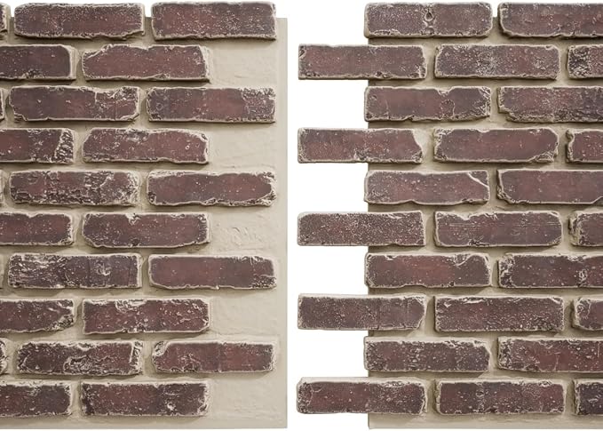 EverStone Aged Brick Faux Brick Panel, 46 7/8"W x 27"H x 1 1/4"D, Merlot Color - Image 8