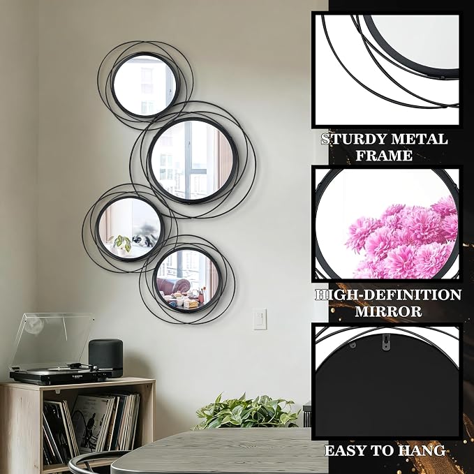 4 Set. Circle Mirrors for Wall Decor for Living Room Bedroom Bathroom Entryway - Image 4