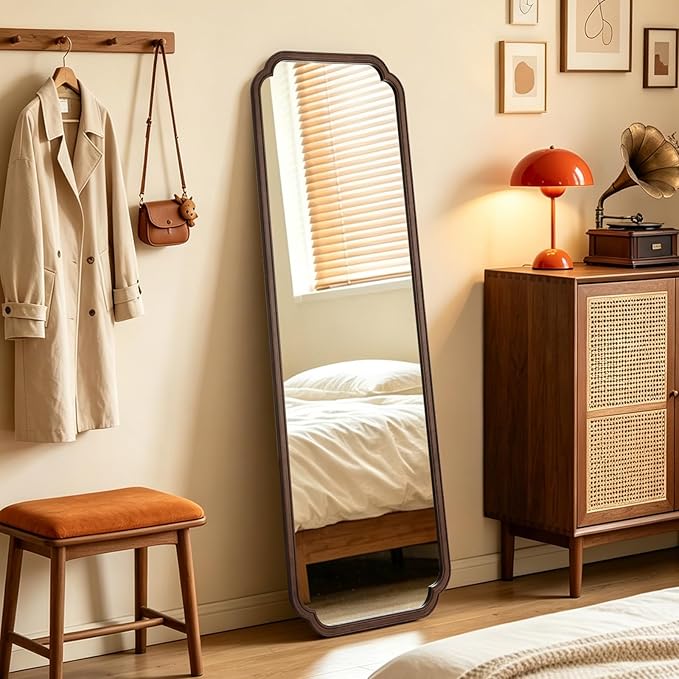 WallBeyond Full Length Mirror Wall Mounted 65"x22", Rustic Wooden Frame Floor - Image 3