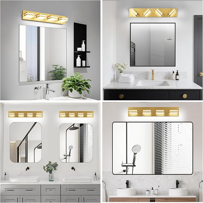 IZORRO LED Modern Bathroom Lights Fixtures, Brushed Glod Acrylic Wall Lighting - Image 8