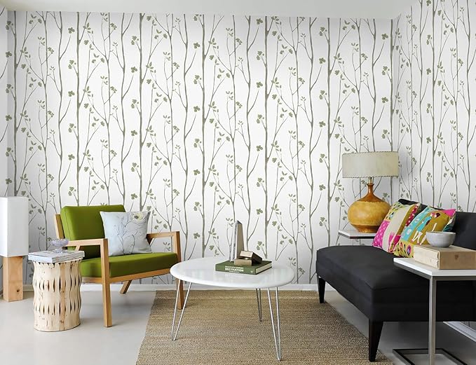 Timeet Green Leaf Wallpaper 16" x 197" Boho Floral Peel & Stick Removable - Image 6