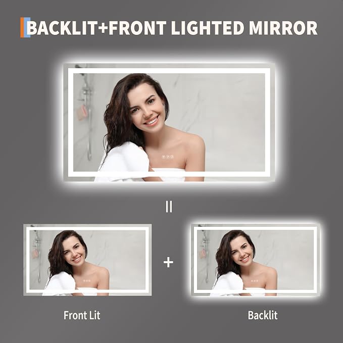 GarveeHome 50x28 LED Bathroom Mirror - Image 3
