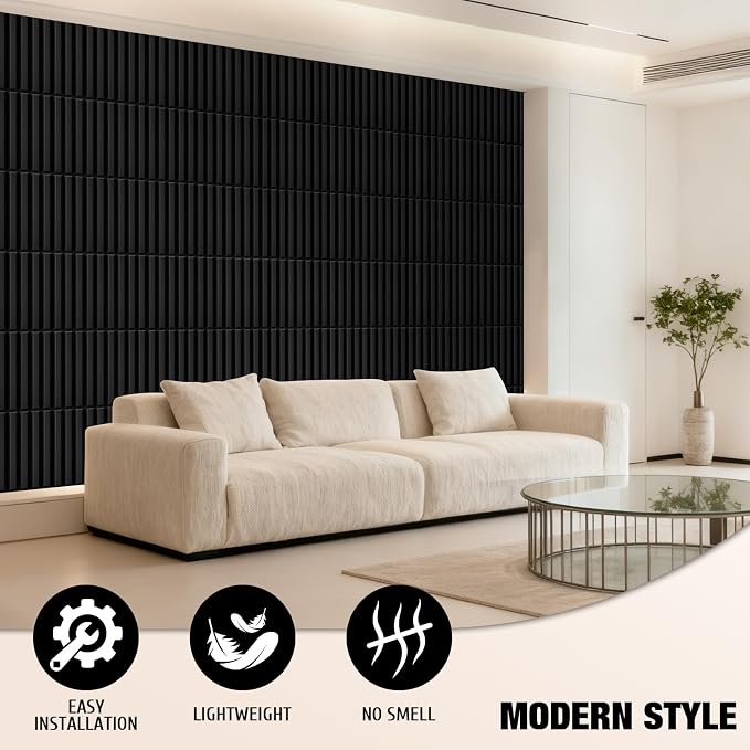 Qidejoy 33 Pcs 3D PVC Slat Wall Panels 12X12in Fluted Textured Paneling Modern - Image 5