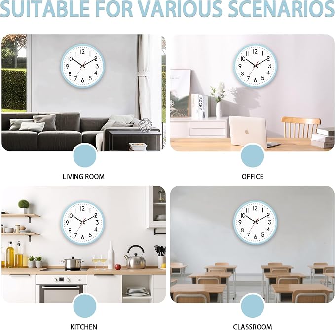 HZDHCLH Wall Clock Silent Wall Clocks Battery Operated 8 Inch Modern Non - Image 3