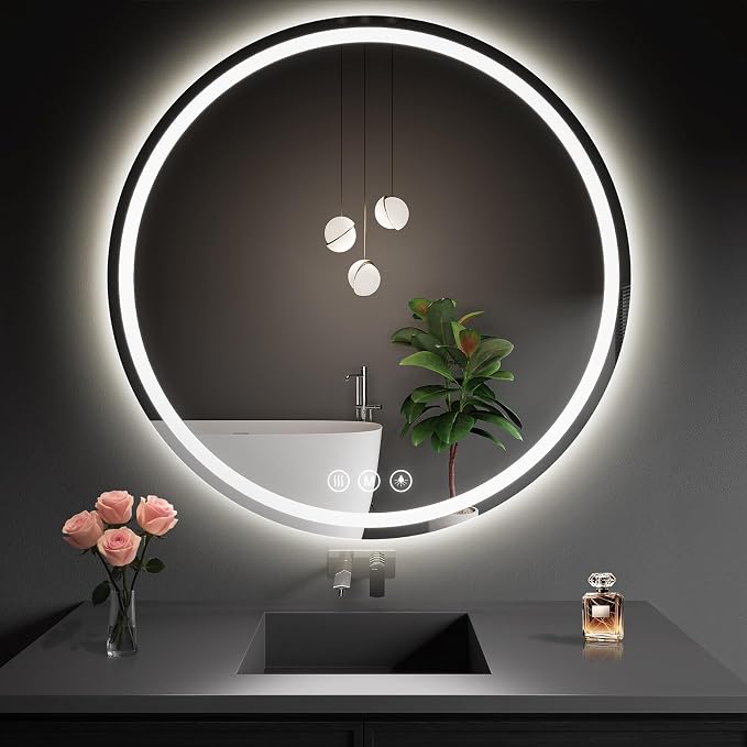 LED Bathroom Mirror 42 Inch Round Bathroom Mirror by WISSMILESHOME