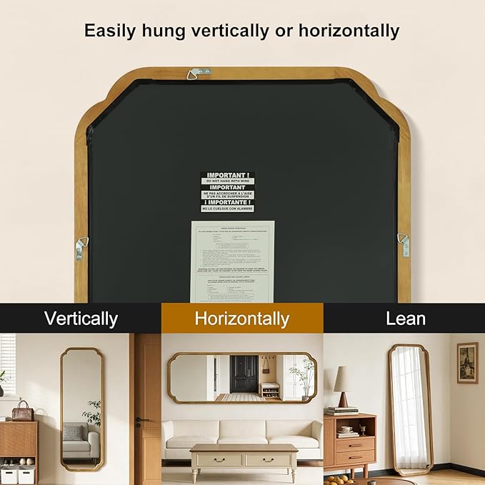 WallBeyond Full Length Mirror Wall Mounted 65"x22", Rustic Wooden Frame Floor - Image 5