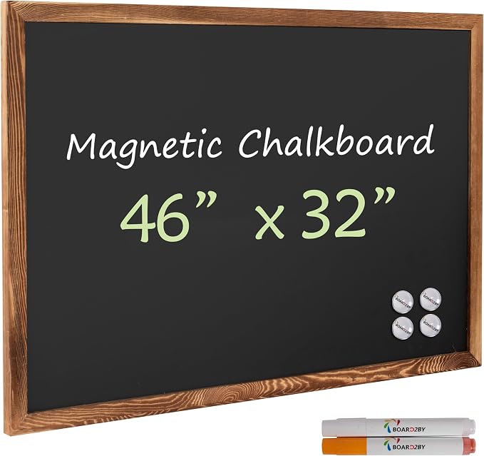 Magnetic Chalkboard Black Board 46 x 32, Extra Large Chalk Board Blackboard by Justdowhatyouwanttodo
