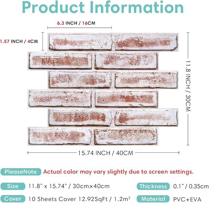Commomy 3D Peel and Stick Brick, Ultralight Thin PVC Faux Brick Wall Panels - Image 5