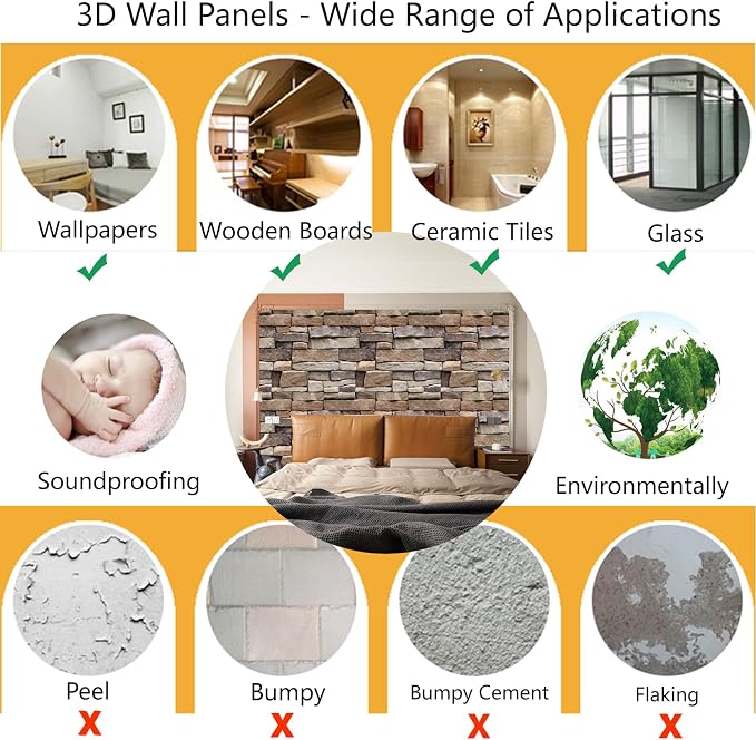 10PCS 3D Wall Panels Peel and Stick, 3D Brick Wallpaper Peel and Stick PVC - Image 7