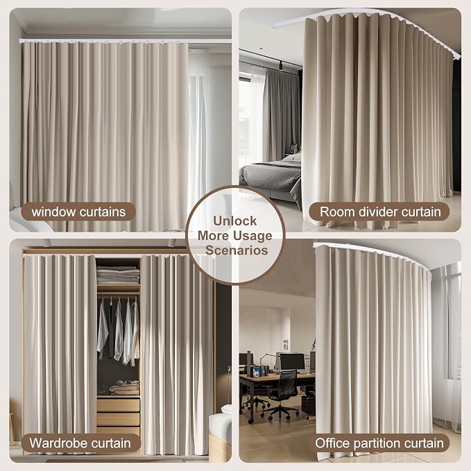 MaKefeile Room Divider Curtains & Flexible Bendable Tracks Set, Privacy - Image 6