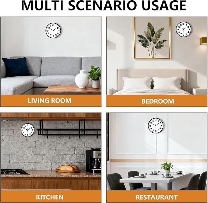 Modern Silent Wall Clock, 10inch Non-Ticking Analog Battery Operated Clock - Image 8