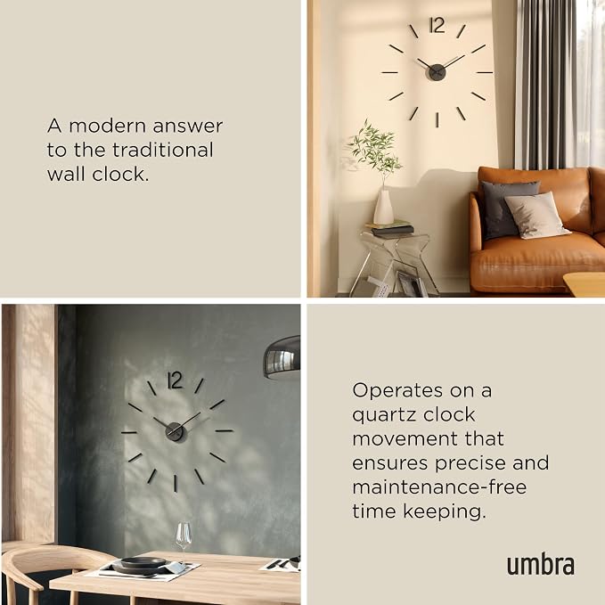 Umbra Blink Modern DIY 3D Wall Clock, Frameless Large Decorative Wall Clock - Image 4