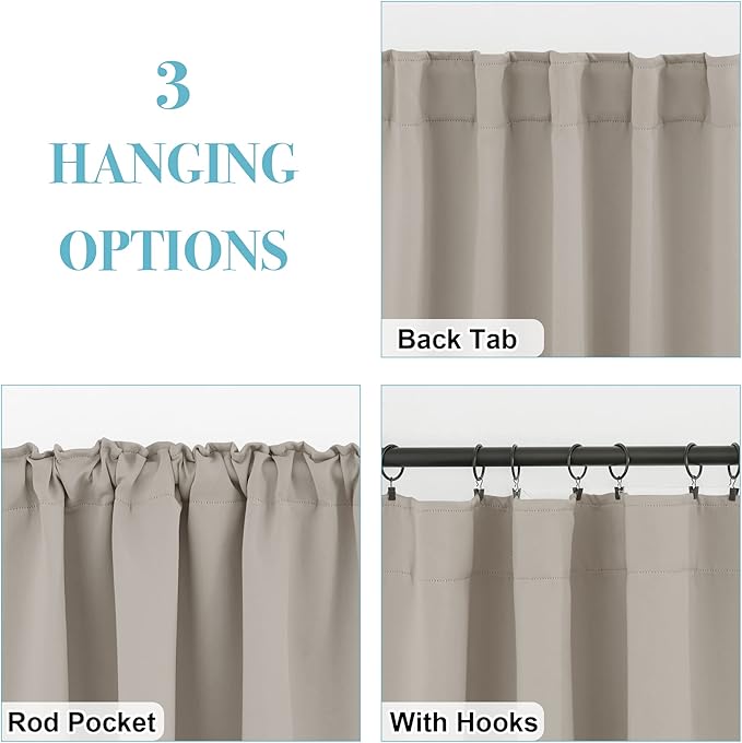 RYB HOME Blackout Curtains for Living Room, Privacy Thermal Insulating Window - Image 2