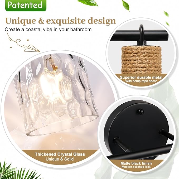 MOKATNG Bathroom Light Fixtures, 2-Light Coastal Vanity Lights - Image 4