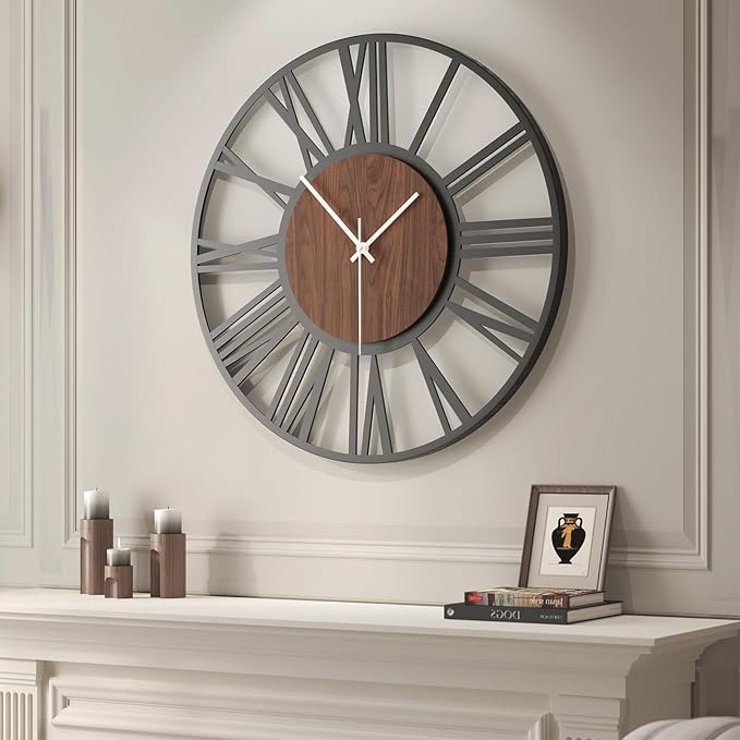 Cuspin 30 Inch Large Wall Clock, Silent Non Ticking Battery Operated Roman by Cuspin