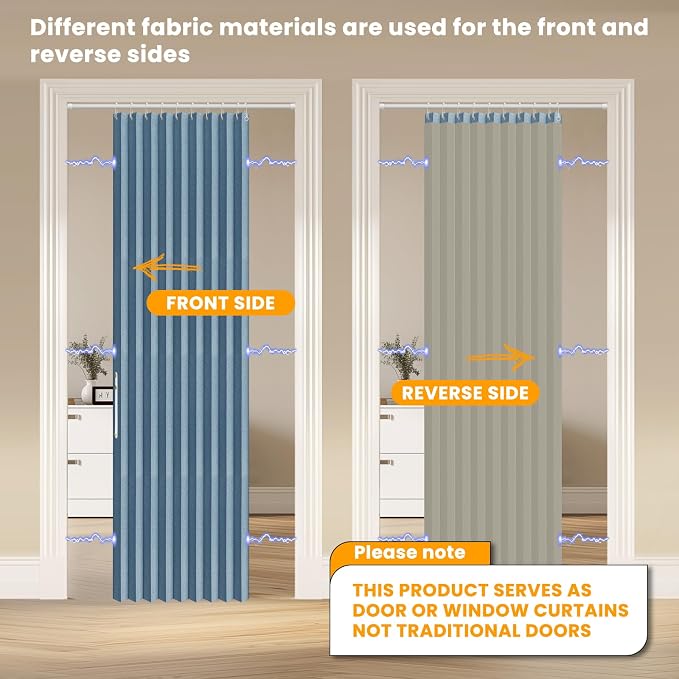 AJAZZ 100% Blackout Magnetic Door Curtain Pleated Door Curtain Accordion Doors - Image 4