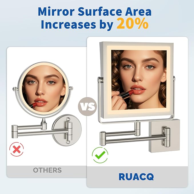 Ruacq Rechargeable Wall Mounted Makeup Mirror - Image 4