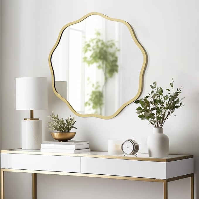 WallBeyond Round Wavy Mirror for Wall Decorative 20 inch, Modern Round Mirror - Image 3