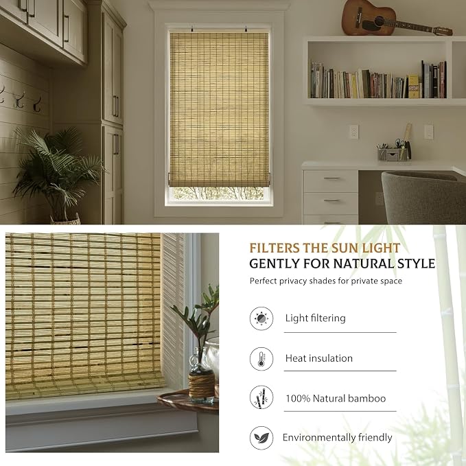 LazBlinds Cordless Bamboo Blinds, Roll Up Shades - Image 4