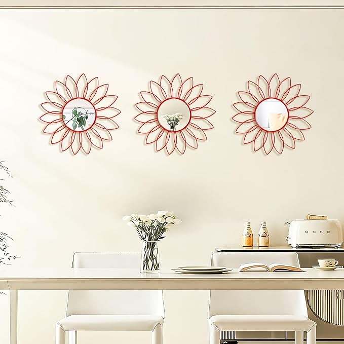 3 Pack Metal Mirrors for Wall Sunburst Wall Mirrors Home Décor Decorative - Image 7