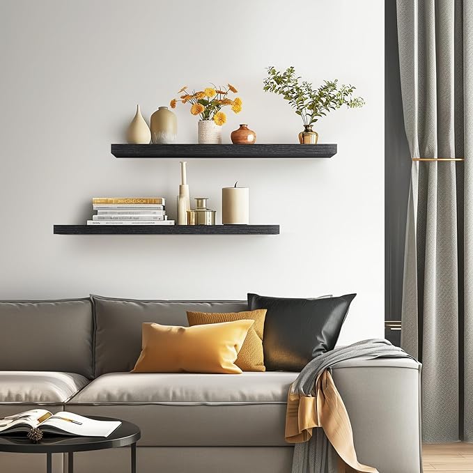 BAYKA Floating Shelves for Wall, 36 inches Long Wall Mounted Rustic Wood - Image 4