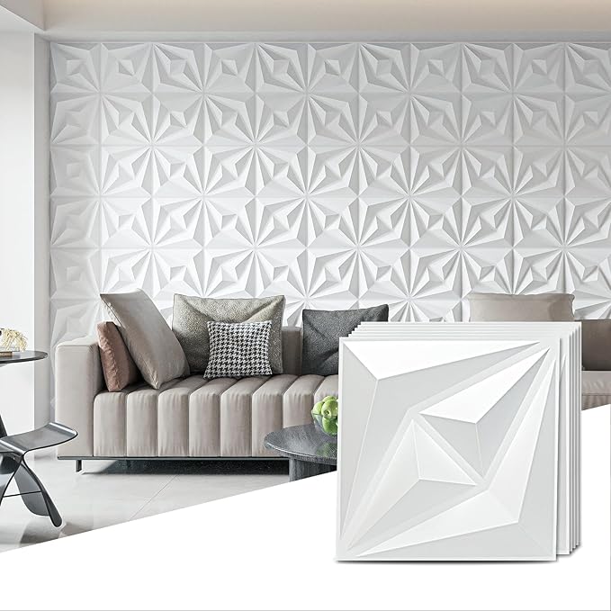 AMZDEPOT 3D Wall Panels for Interior Wall Decor, 3 Layout Options PVC Textured by AMZDEPOT