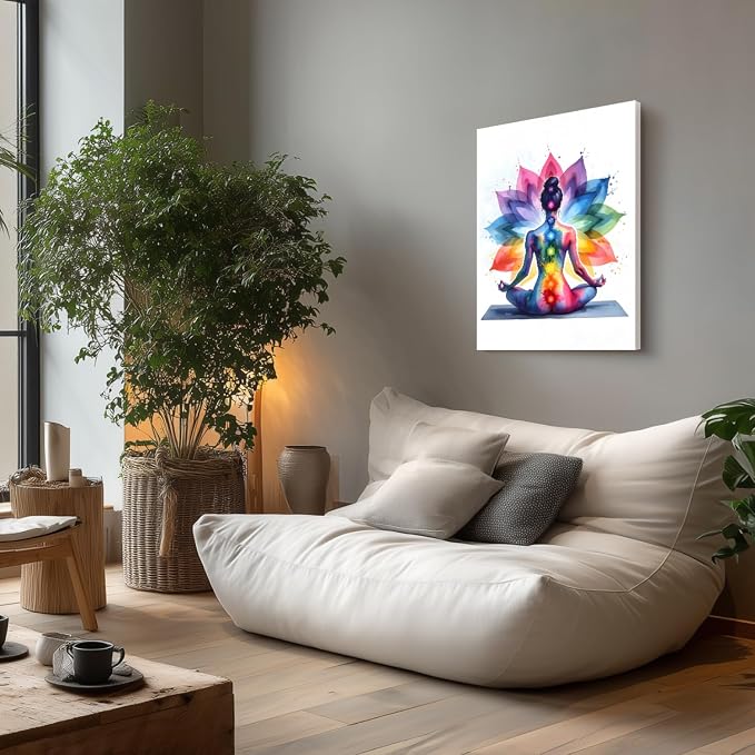 GELDSTEI Framed Zen Wall Art, Chakra Yoga Wall Decor, Colorful Meditation - Image 3