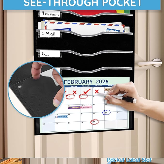 ALSLEA Hanging File Organizer 8 Pockets 15¾”W Legal/ Letter Size Paper Organizer - Image 3