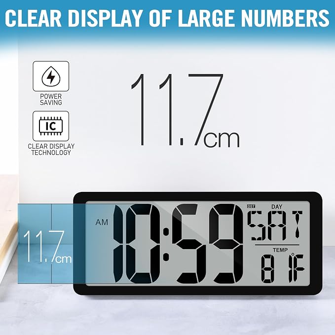 TXL 14.2"" Large Digital Wall Clock Battery Operated, Digital Clock Large - Image 5