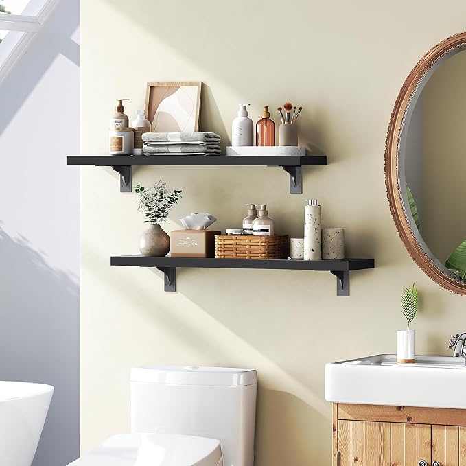 HOOBRO Floating Shelves for Wall, 23.6" Wall Mounted Shelves Set of 2, Hanging - Image 4