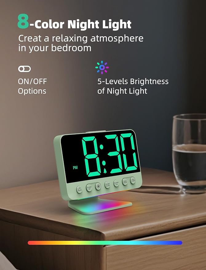 Odokee Digital Alarm Clocks for Bedrooms: Large Bold Number 5 Brightness Dimmer - Image 5