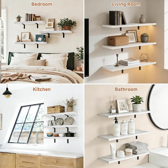 Easy Install Floating Shelves, 15.7 Inch Wall Mounted Wood Shelf, Hanging Shelf - Image 5