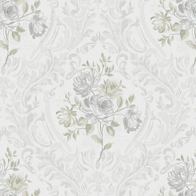 Ismoon Vintage Peel and Stick Wallpaper Floral Contact Paper Boho White and by Ismoon