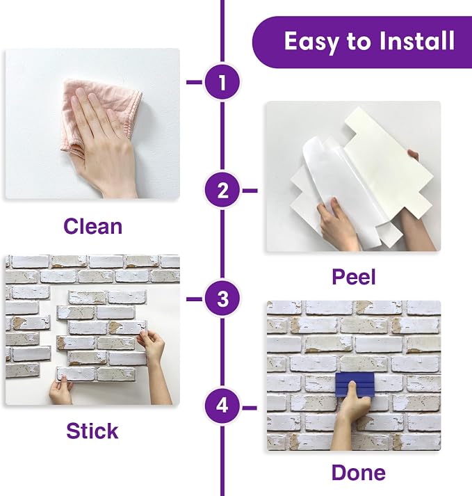3D Faux Brick Wall Panels Peel and Stick, Small Brick-Look Textured Wall Sticker - Image 6