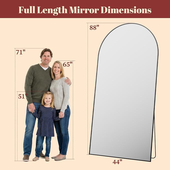Suidia 88"x44" Arched Full Length Mirror - Image 4