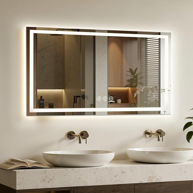 55X30 LED Bathroom Mirror with Lights, Backlit + Front Lit, Lighted Bathroom by Rpoesx